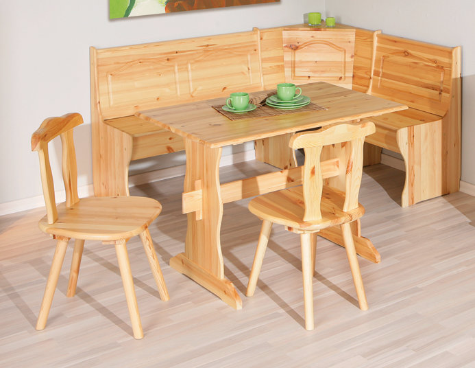 Union Rustic Wamsutter 4 Person Pine Solid Wood Breakfast Nook Dining